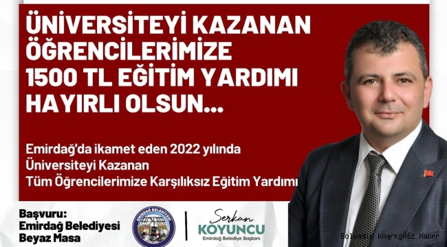 EMİRDAĞ BELEDİYESİ ÖĞRENCİLERE 1500 TL EĞİTİM DESTEĞİ ÖDÜYOR