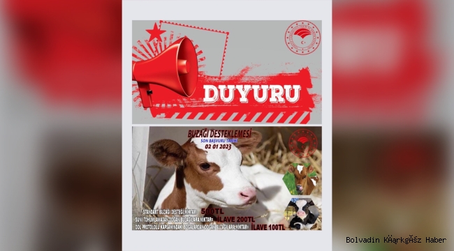 BUZAĞI DESTEKLEME DUYURUSU YAYINLANDI!