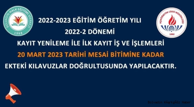 HALK EĞITIM’DEN AÇIKÖĞRETİM LİSESİ OKUYACAKLARA DUYURU