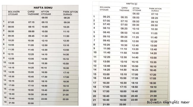 HASKAYMAK GİDİŞ GELİŞ SAATLERİNİ GÜNCELLEDİ