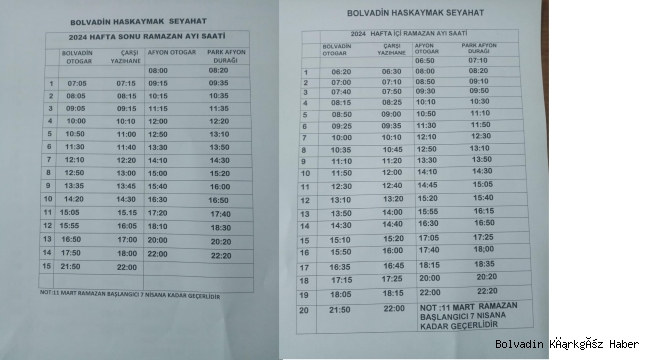 HASKAYMAK SEFER SAATLERİNİ DÜZENLEDİ