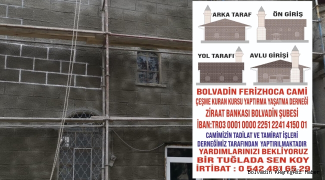 HAYDİ BOLVADİN! FERİZ HOCA CAMİİ YARDIM BEKLİYOR
