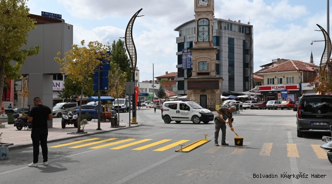 Emirdağ İlçesinde Yaya Geçitleri Boyandı