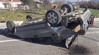 Bolvadin’de Yürekler Ağza Geldi Araç Takla Attı