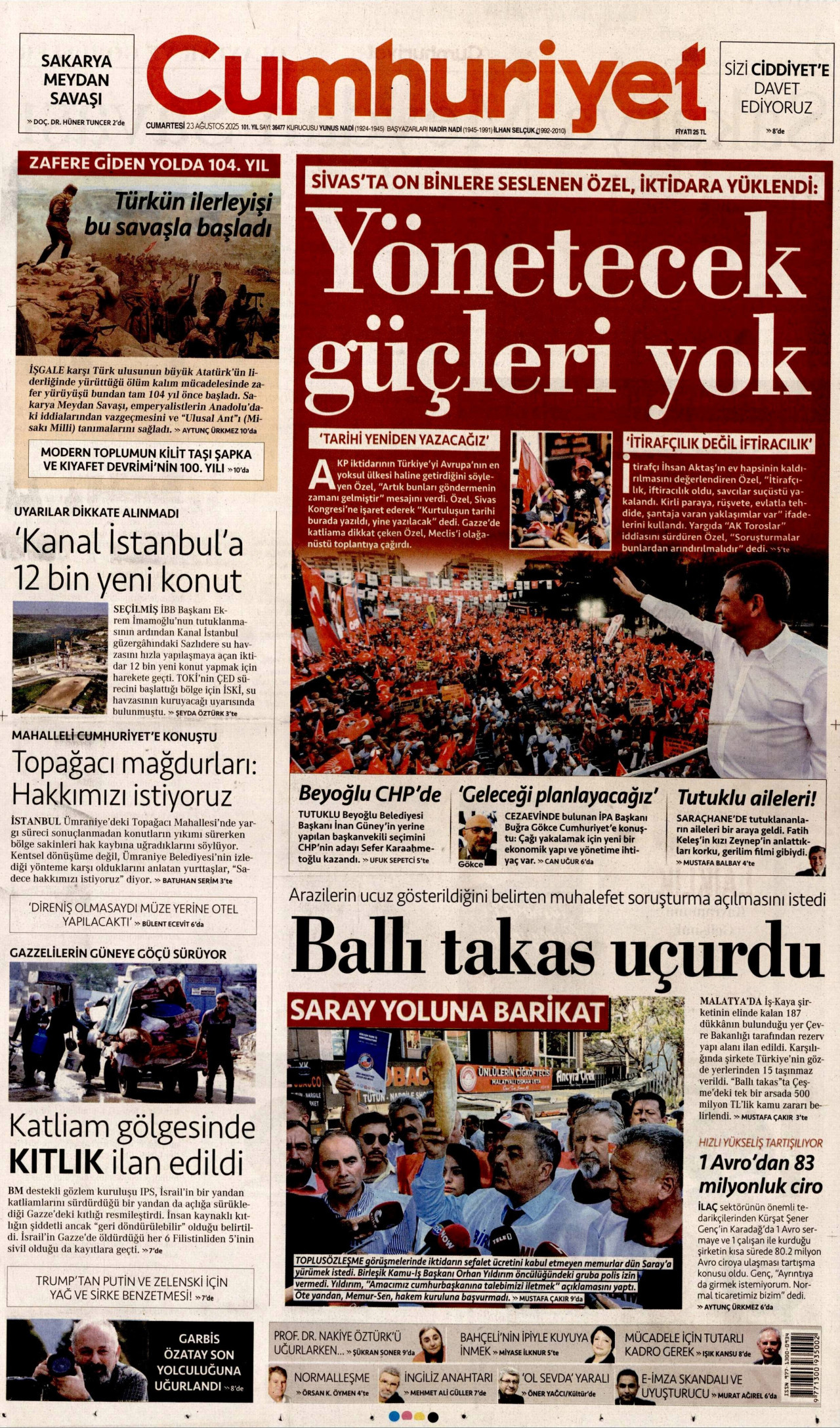 CUMHURİYET Gazete Manşeti