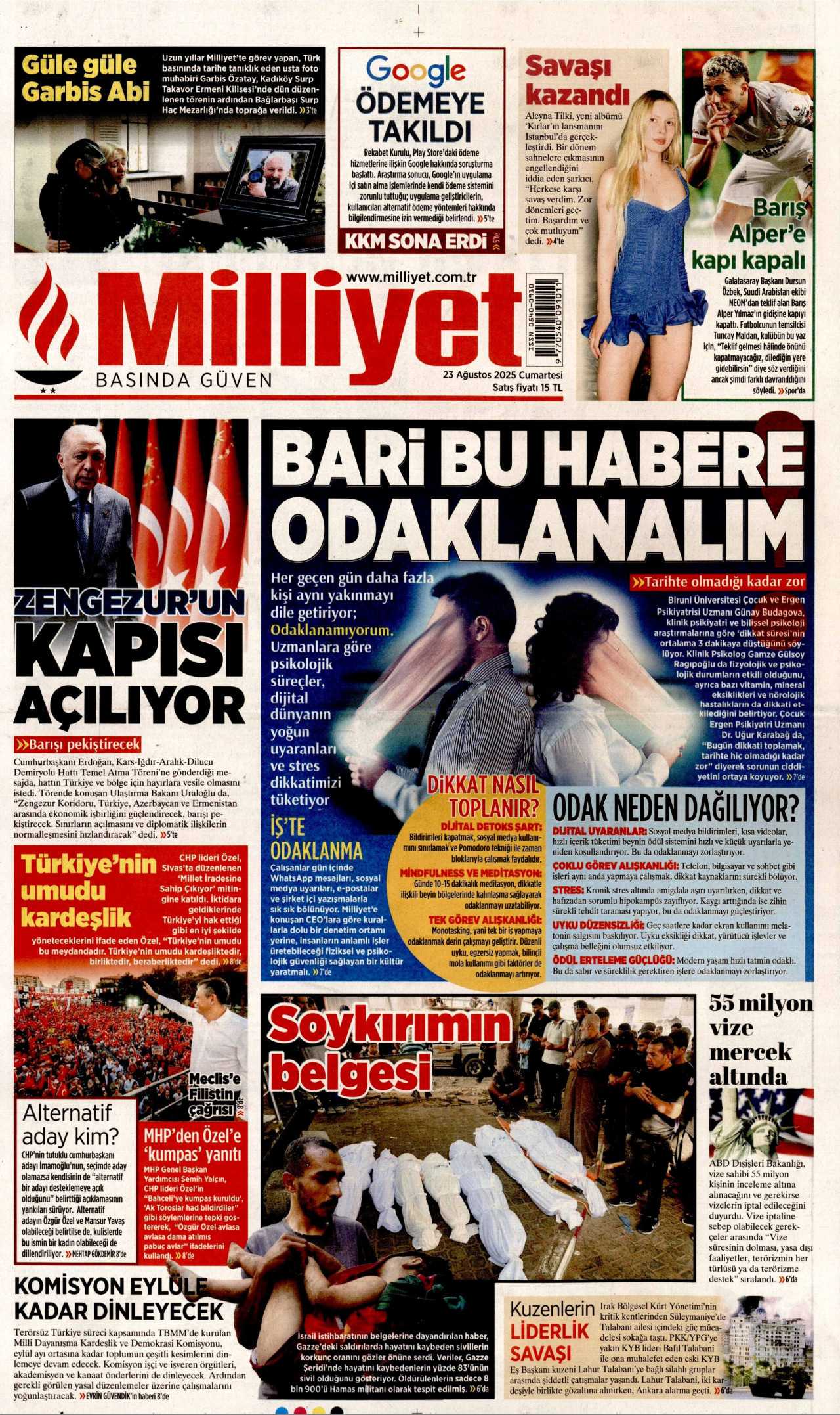 MİLLİYET Gazete Manşeti