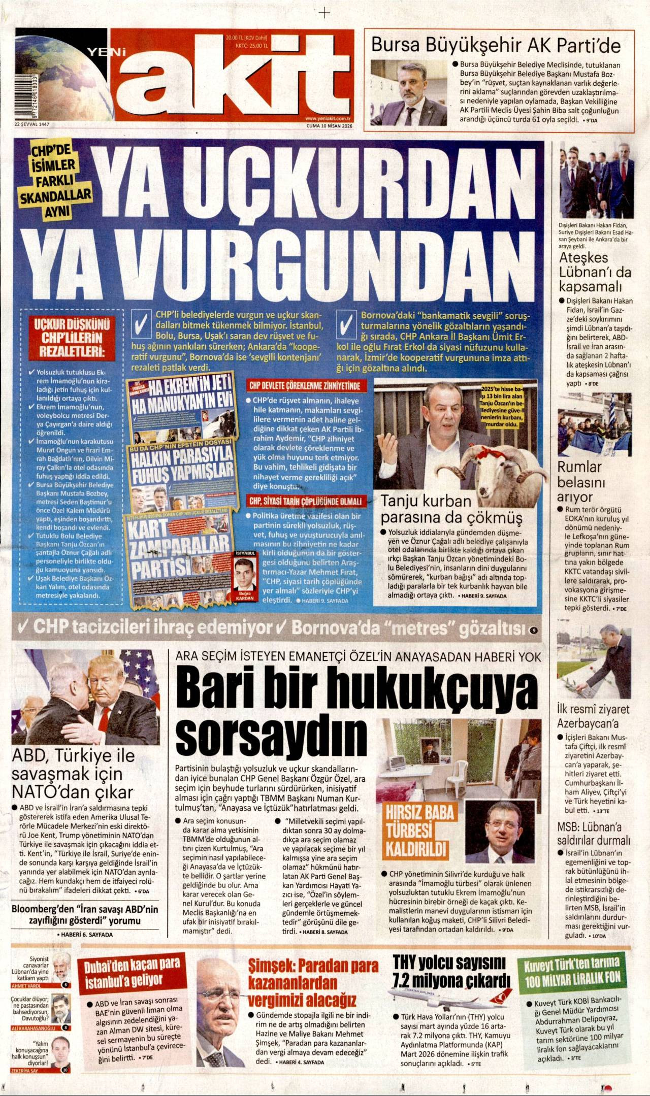 Yeni Akit Gazetesi Gazete Manşeti