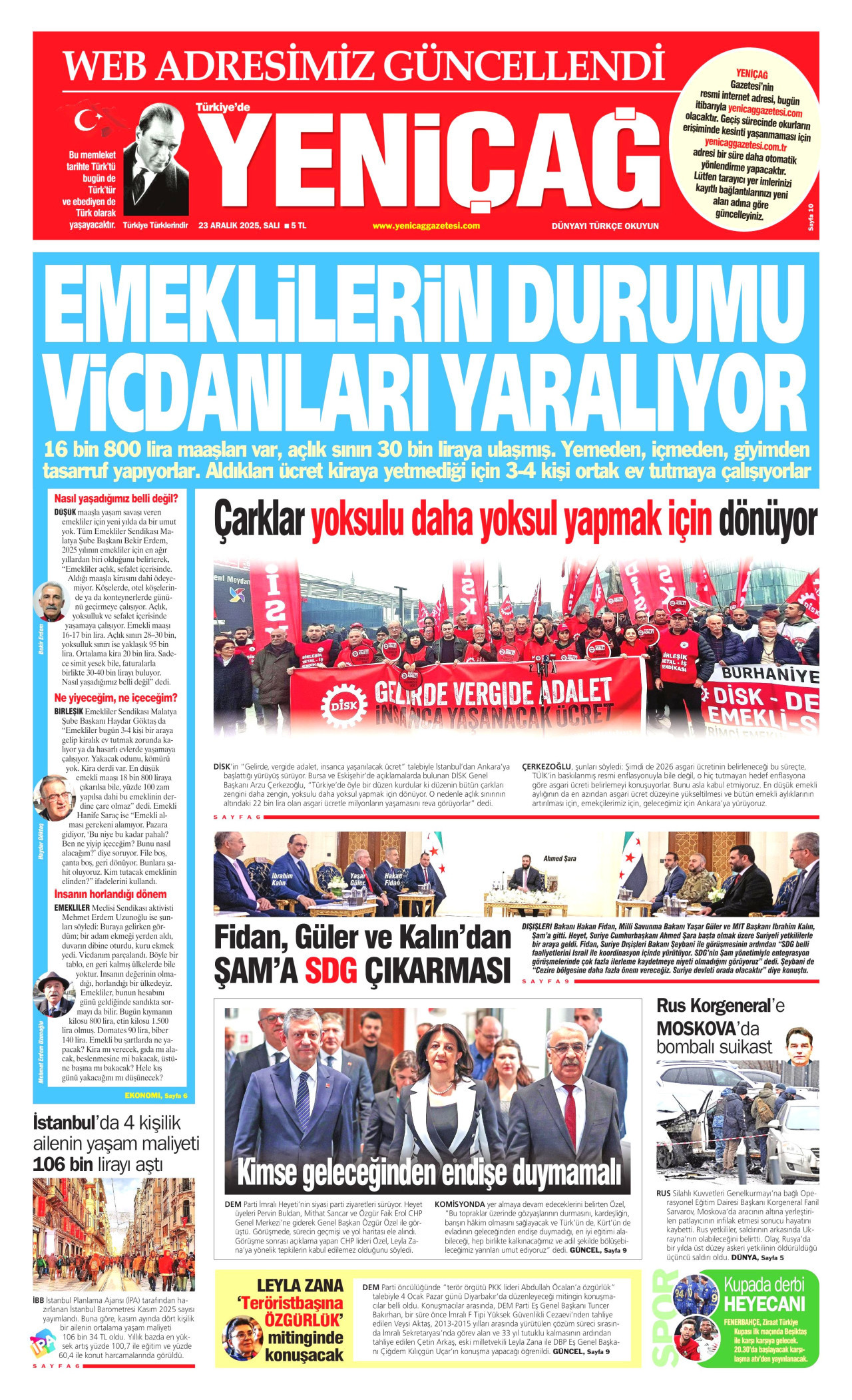 YENİÇAĞ Gazete Manşeti